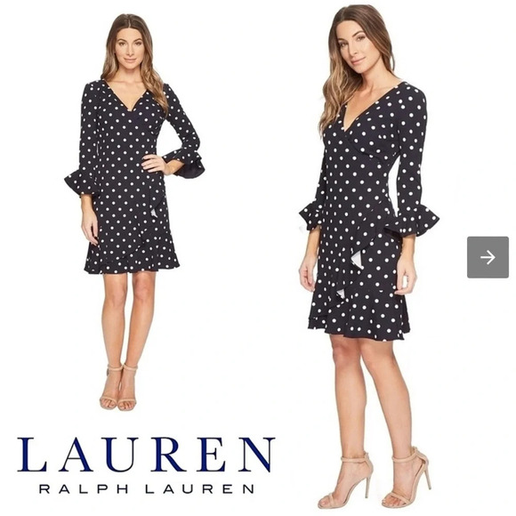 Ralph Lauren black/white polkadots dress size 16 - Picture 5 of 14